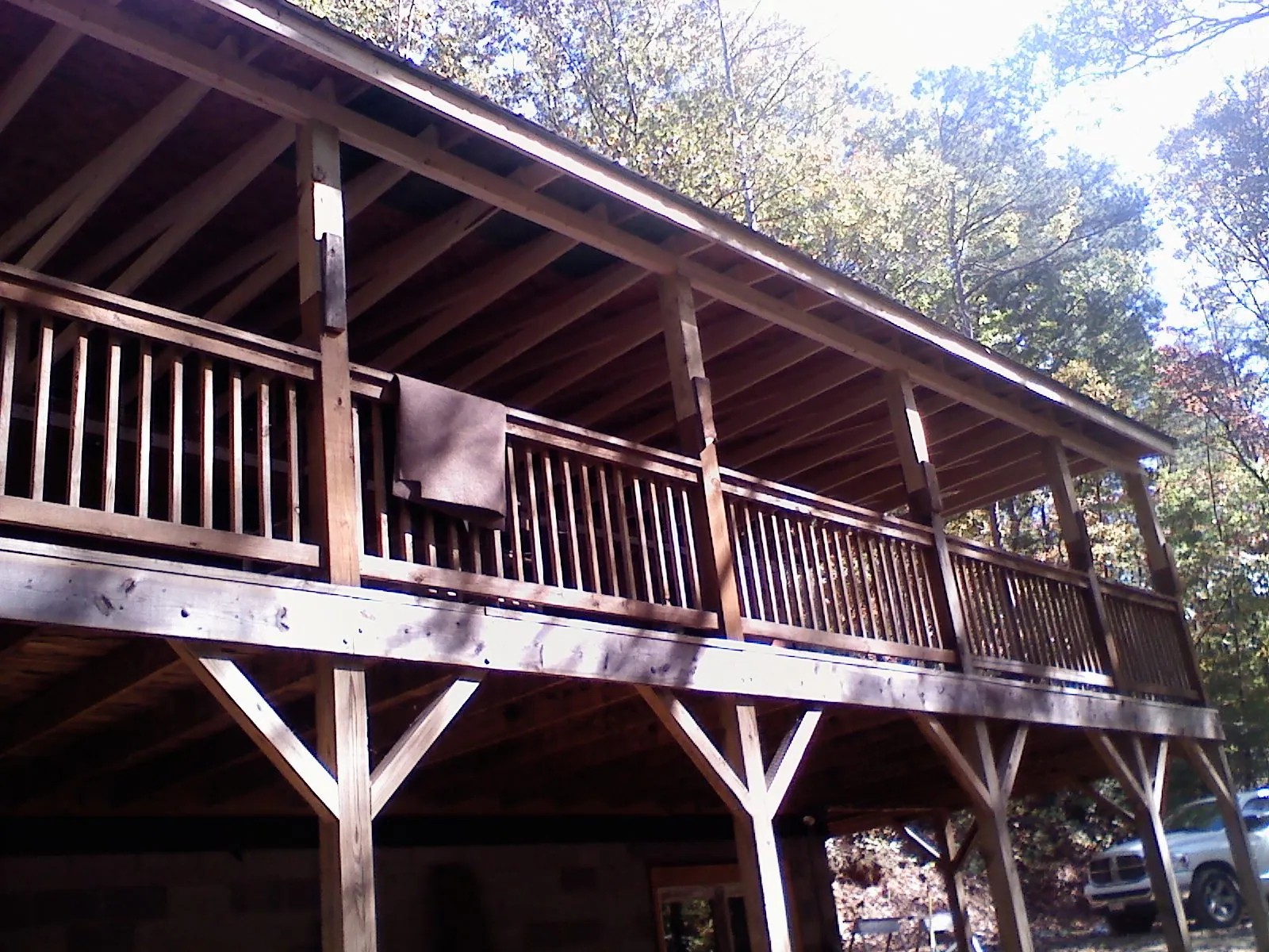 Timber framing under a new elevated porch and deck — Roof Leak Repair in Odenton by Roofing Brothers