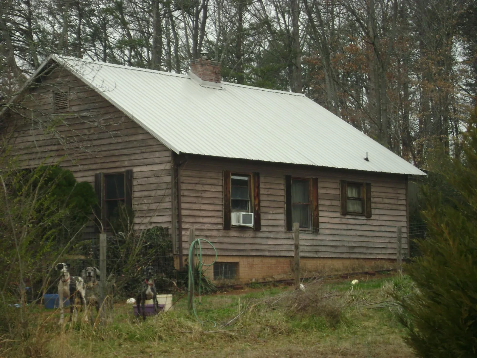 White metal roof on an old wood sided farmhouse, from a Asphalt Shingle Roof Repair job in Odenton